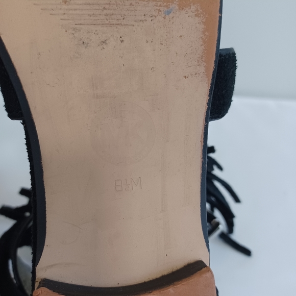 Michael kors bully suede fringe gladiator sandals zipper black women  size 81/2 - Picture 9 of 14